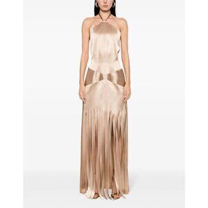 Alberta Ferretti Pleated Halterneck Gown